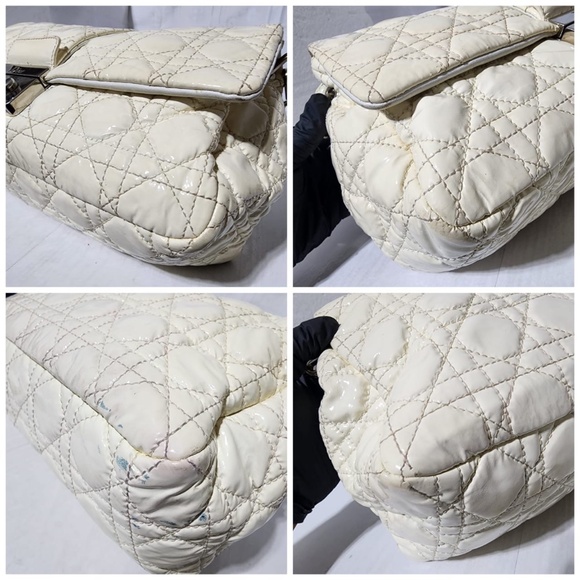 Authentic CHRISTIAN DIOR Lambskin Patent Cannage New Lock Flap Shoulder Bag - Picture 12 of 16